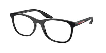 Das Bild zeigt die Prada Linea Rossa Fassung PS05PV 1AB1O1 leicht seitlich. 